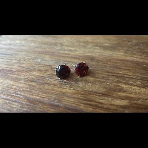 Ruby Red Stud Earrings